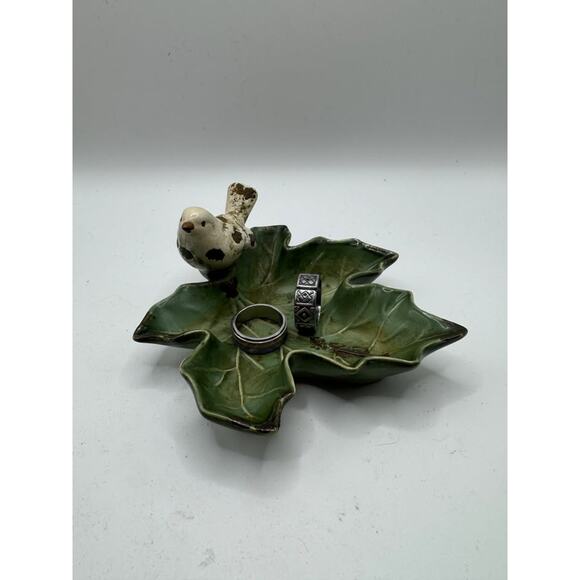 Vintage Ceramic Bird on a Leaf Trinket Dish - Picture 2 of 4